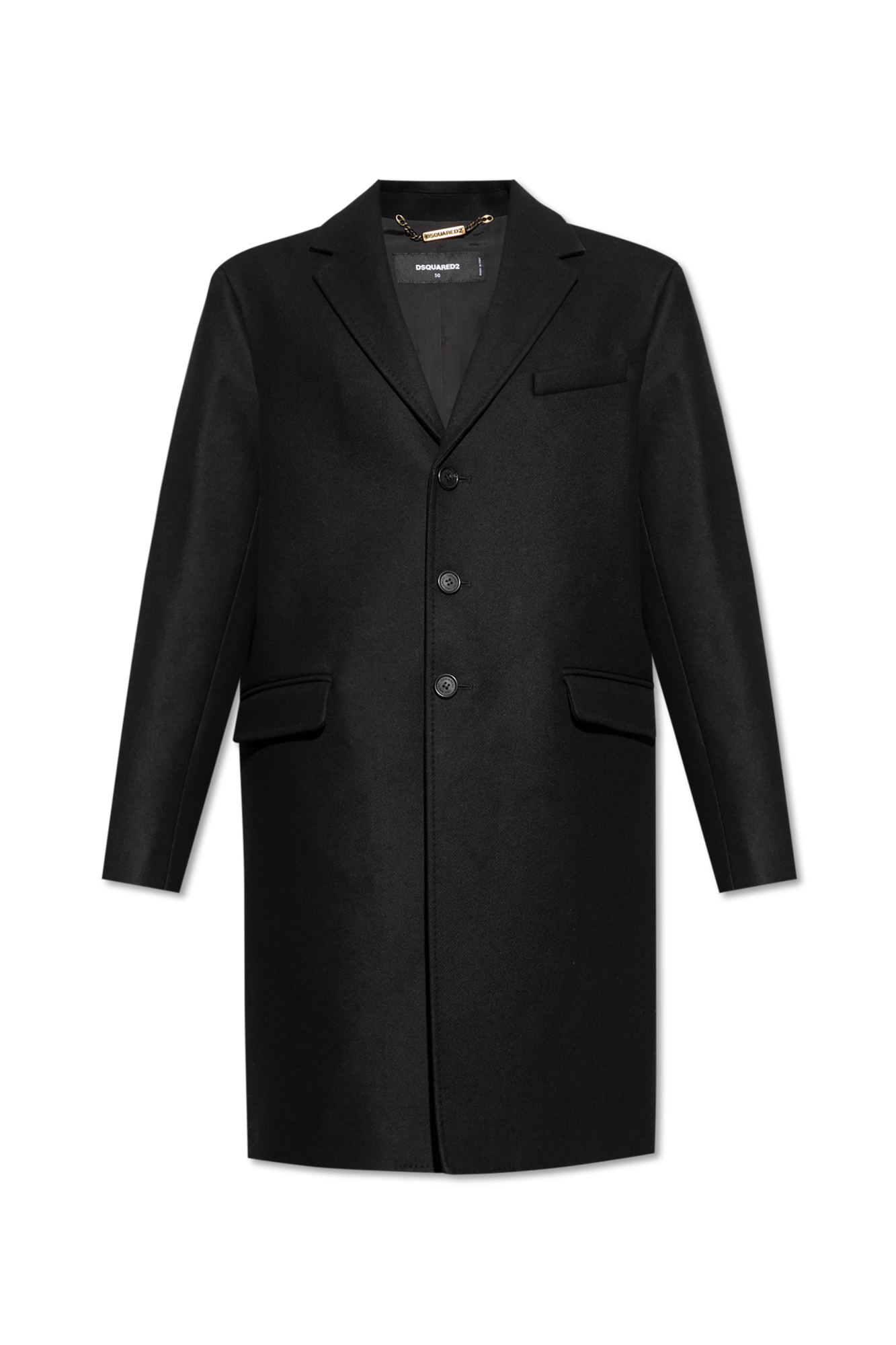ダウンジャケット・コート Dsquared2 Single Breasted Wool Coat Black And White Chevron Dsquared2 Single Breasted Wool Coat Black And White Chevron